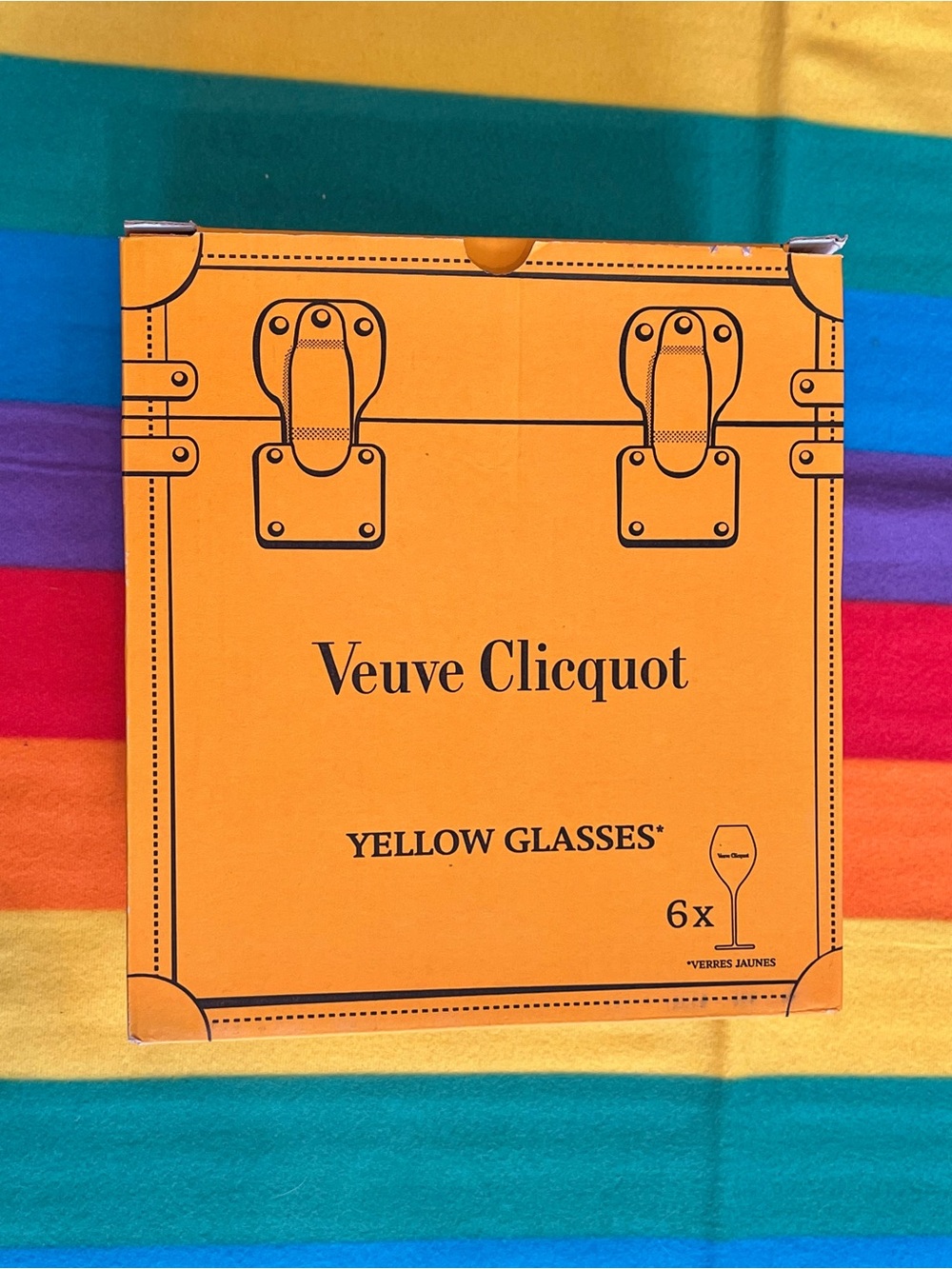 Veuve Clicquot Yellow Glasses Cardboard Box, Bright Yellow Trunk Design BOX ONLY